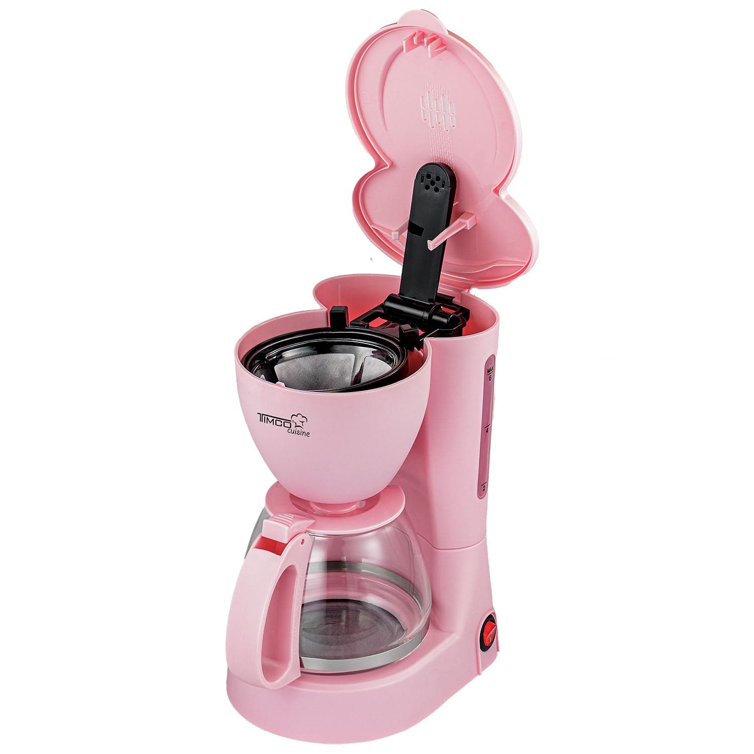 Cafetera Eléctrica Rosa 750 ml Filtro Permanente Antigoteo con Placa Calefactora CAFWJ9008 Timco — imagen 8