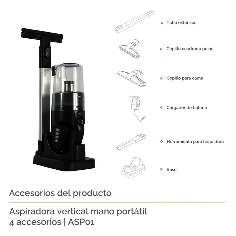 Aspiradora 2 en 1 Inalámbrica Avera 80W con 3 Cepillos — imagen 7