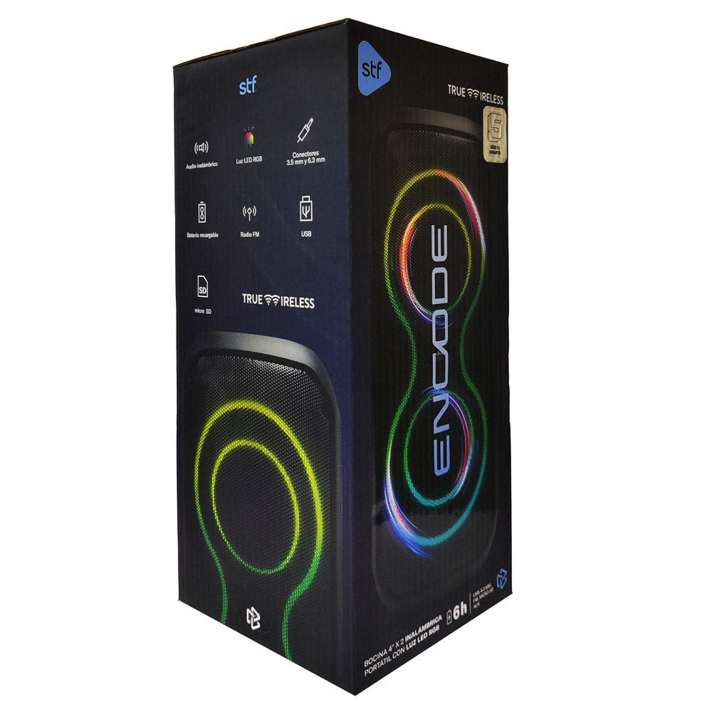 Bocina Portatil Encode 2x4 STF 10W 6hrs Uso Funcion Tws — imagen 8