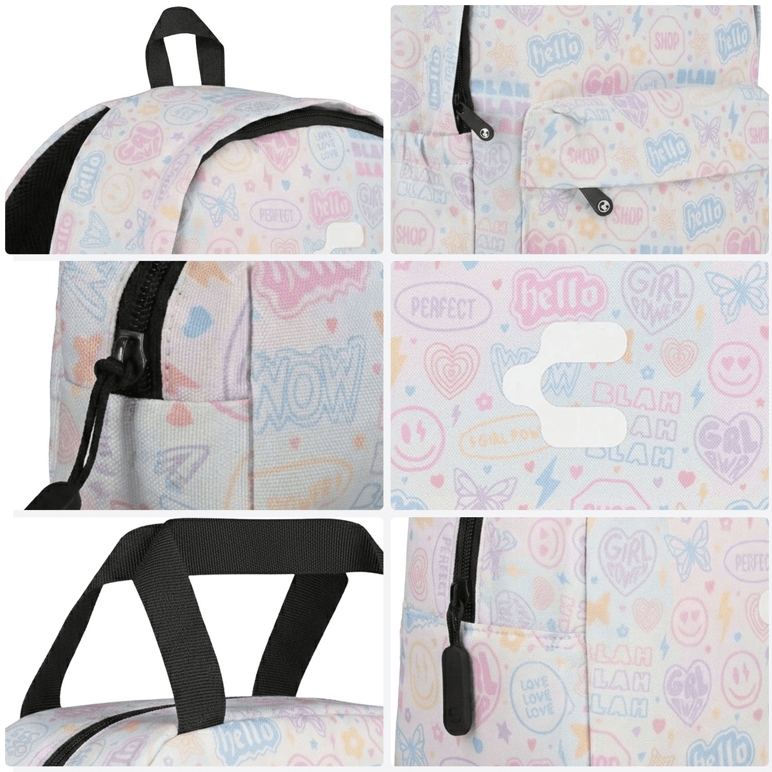 Mochila Charly Pastel Pop Niña Escolar Lonchera Blanco Infantil — imagen 8