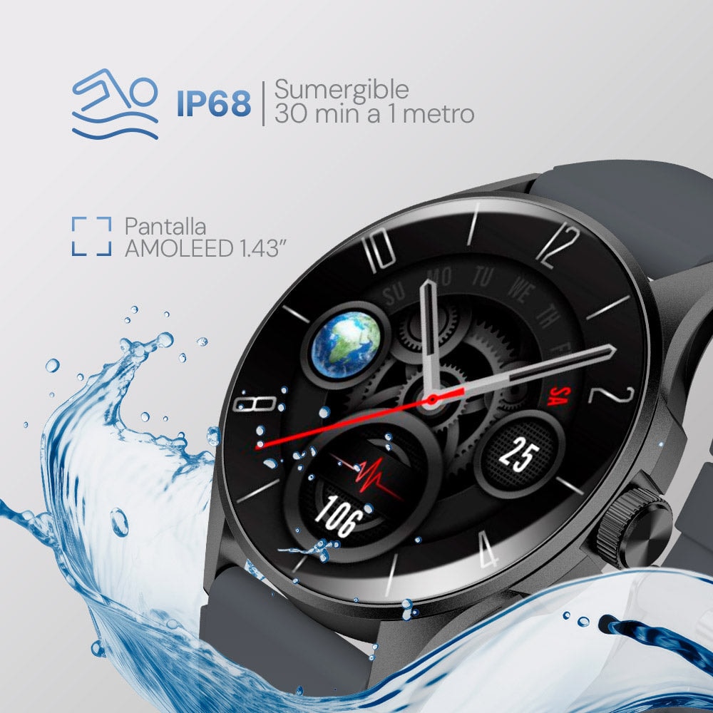 Smartwatch Reloj Kronos Oblivion STF Pantalla Amoled 1.43" Resistencia al agua IP68 Negro — imagen 3