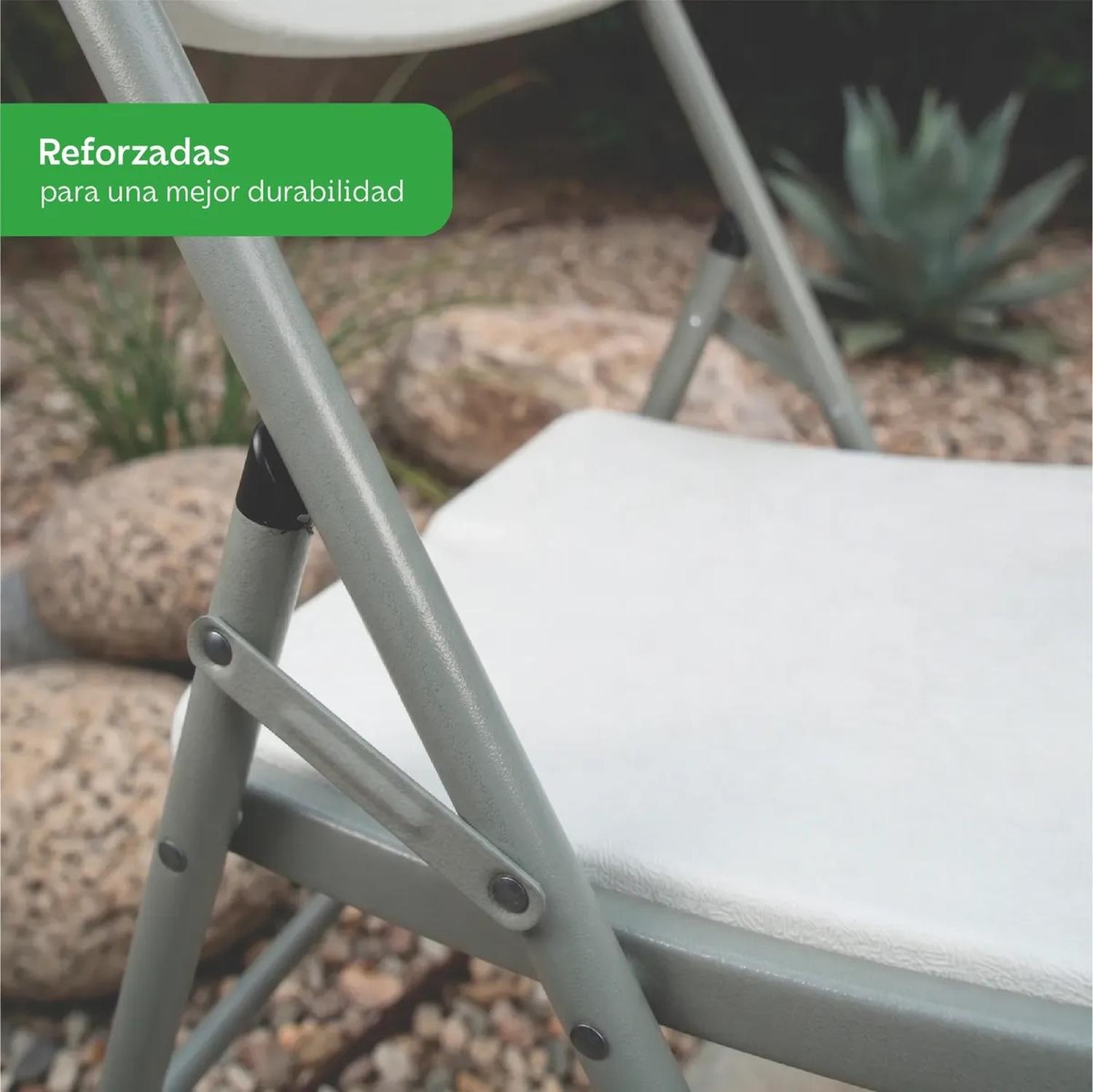 Silla Plegable Cuory Blanca Individual Resistente Interior y Exterior — imagen 4