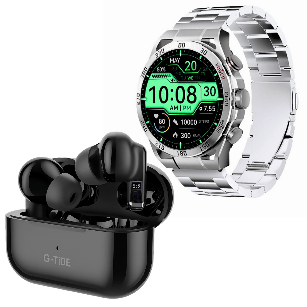 Smartwatch Filwans GTR Plata + Audífonos G-Tide L22 Negro — imagen 2