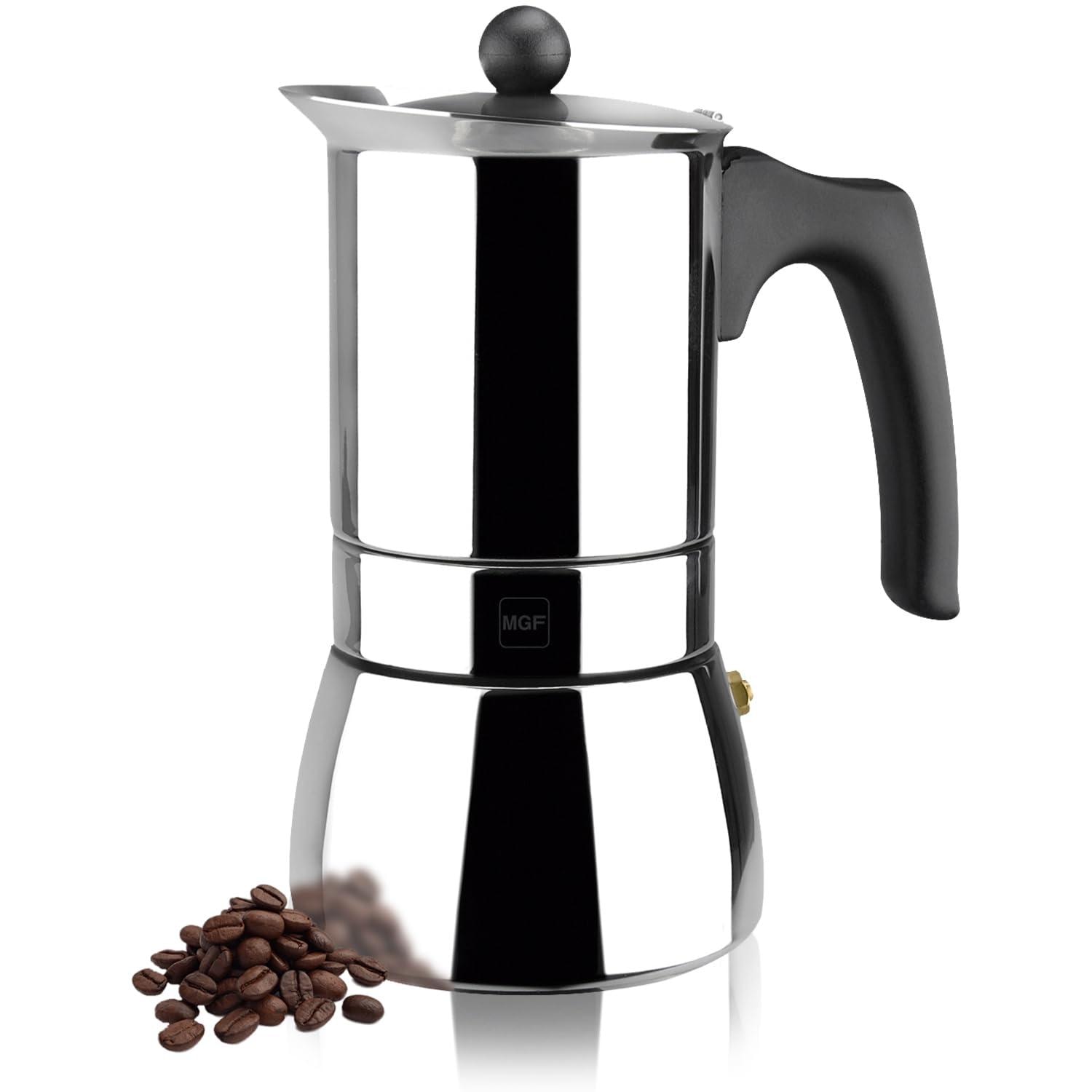 CAFETERA ITALIANA MAGEFESA GENOVA 6 TAZAS ACERO INOXIDABLE — imagen 1