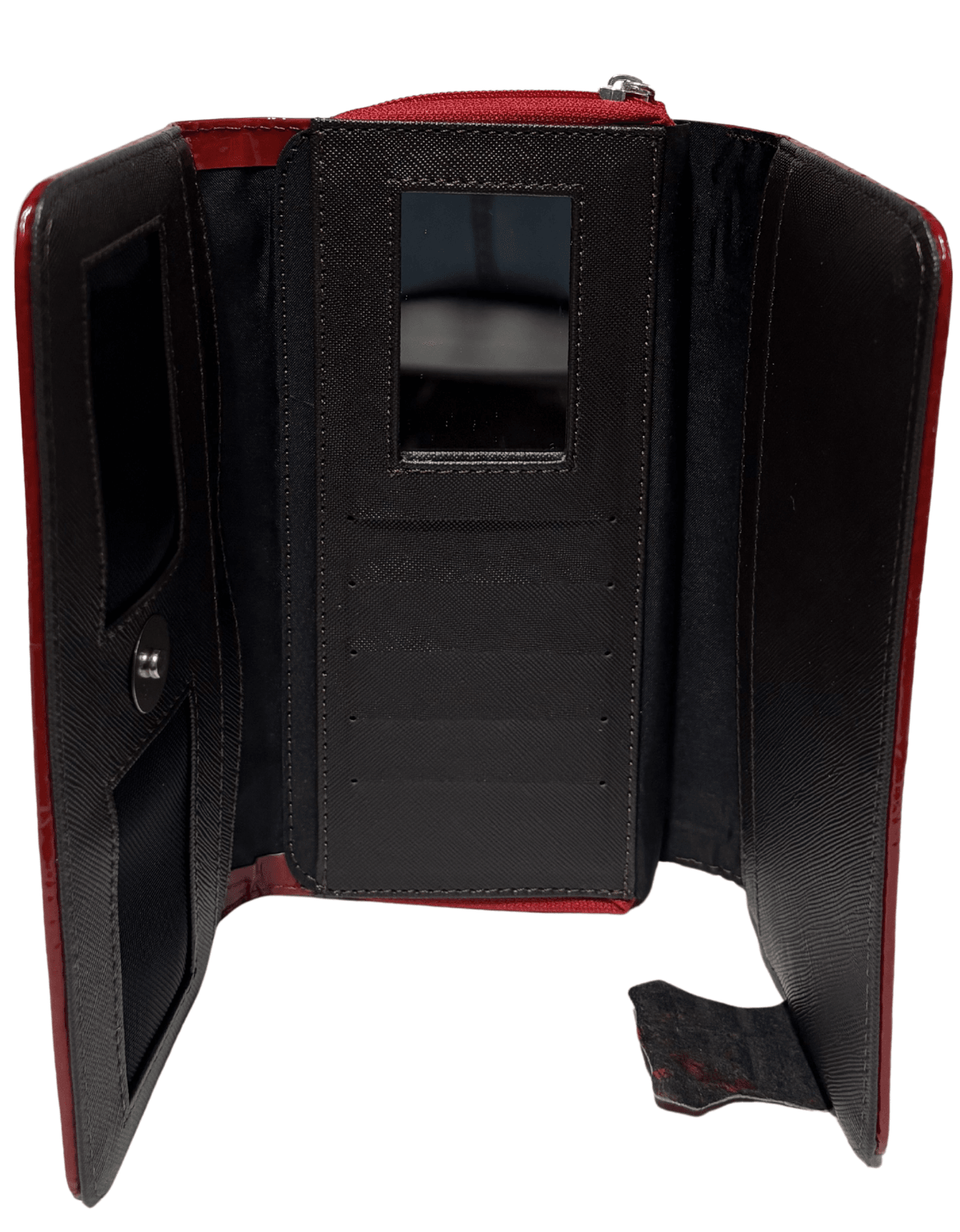 Cartera Larga Para Dama Roja Charol Grabado Cocodrilo IRAZU — imagen 9