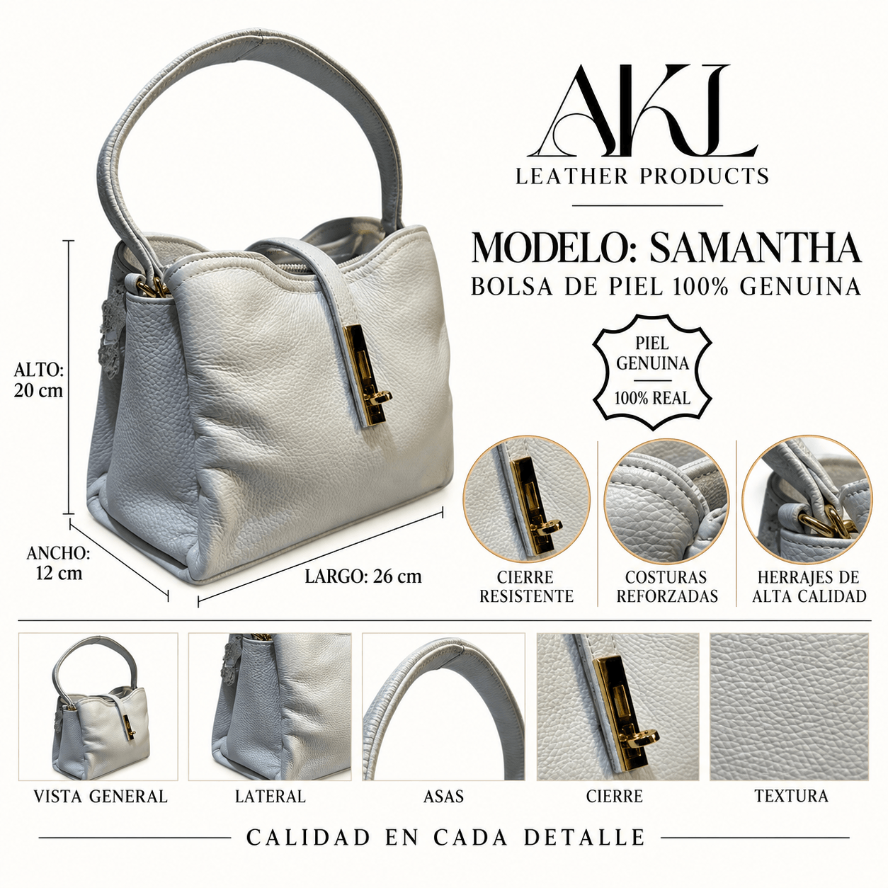 Bolso De Mano Clutch Para Mujer De Piel Legitima Original Samantha — imagen 2
