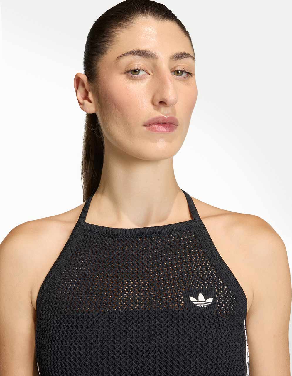 Crop Top Adidas Crochet Negro - Mujer — imagen 3