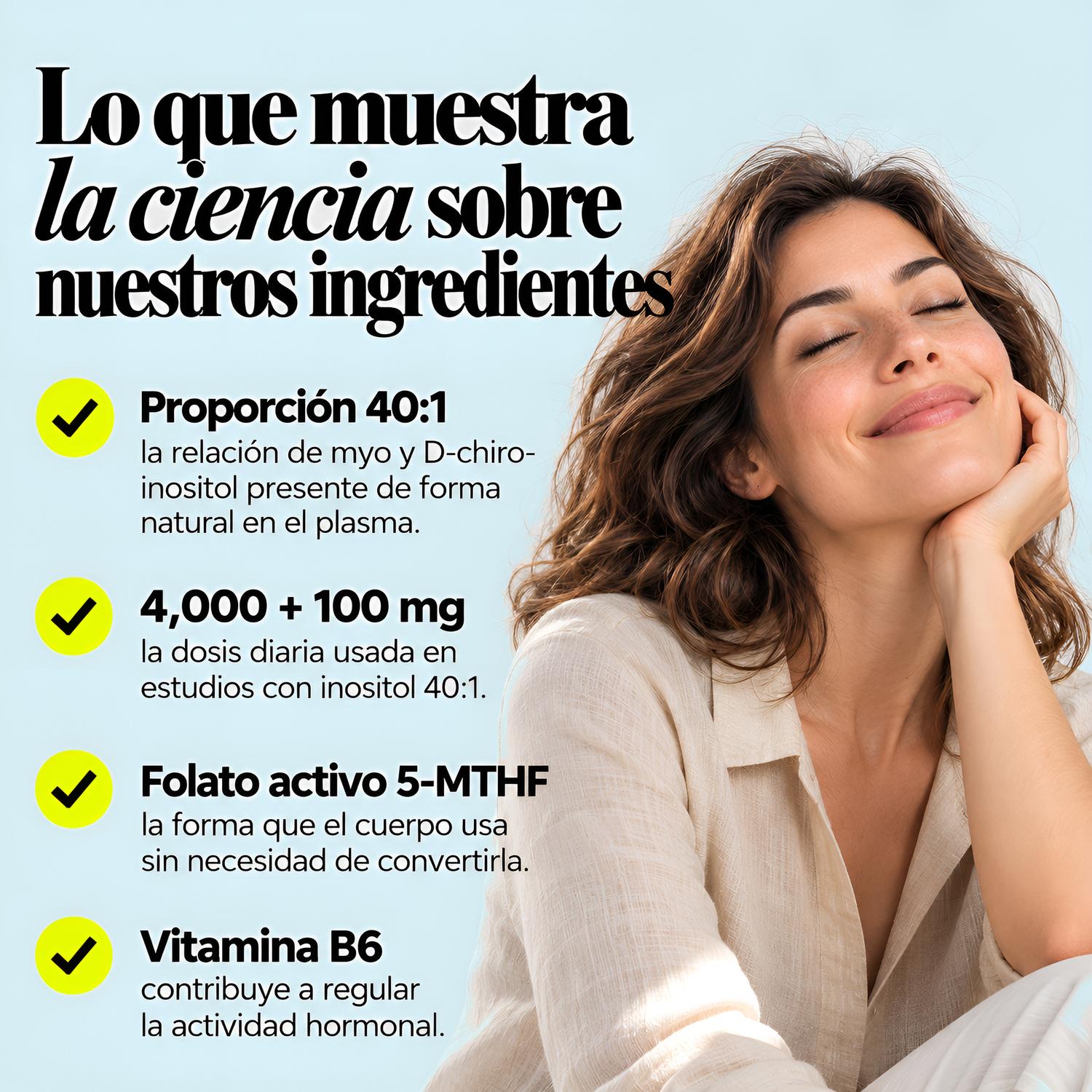 Healthy Me Inositol 40:1 Myo y D-Chiro Inositol con DIM y Coenzima Q10 para Equilibrio Hormonal — imagen 5