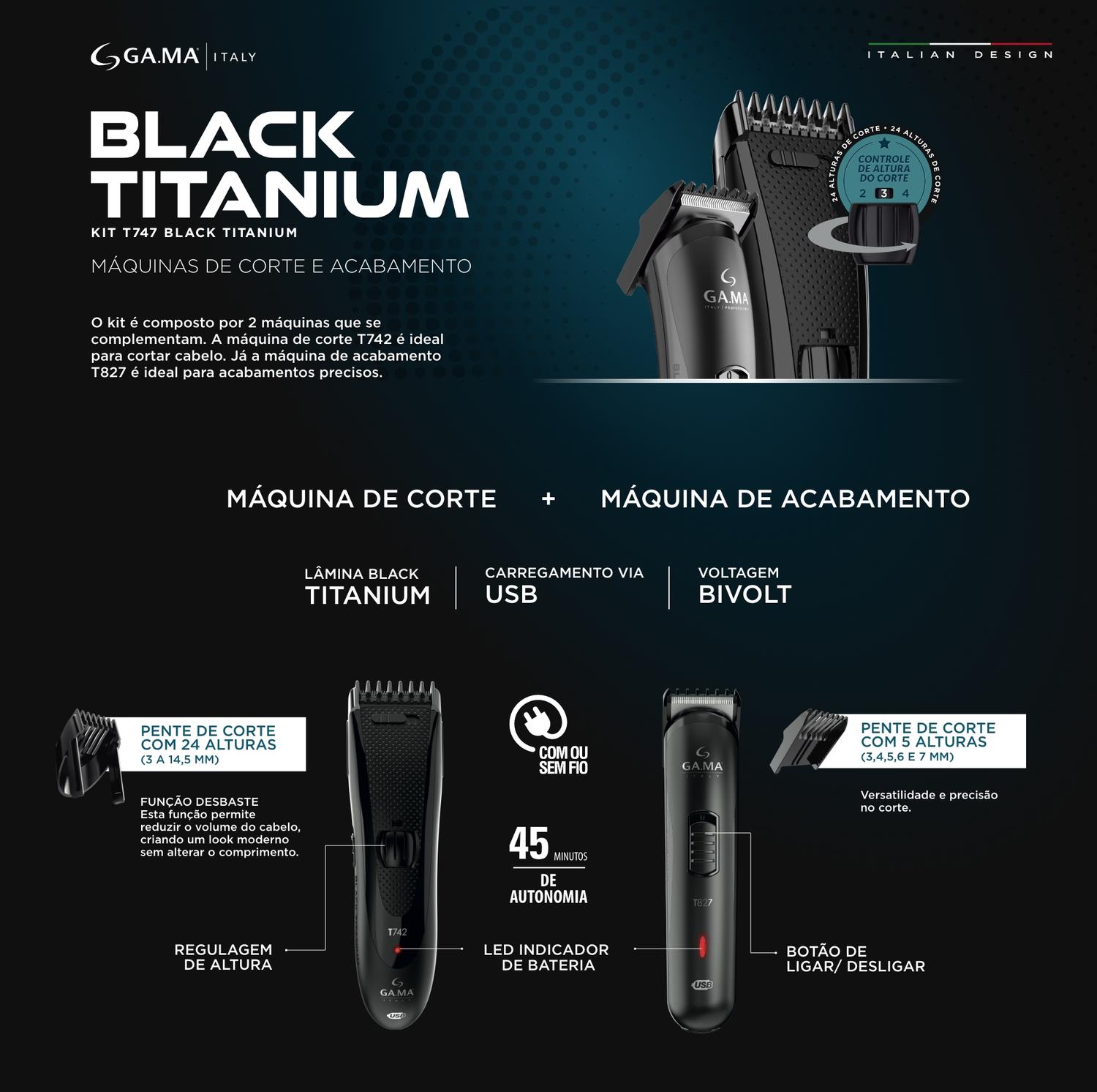 Kit Peluquería Recargable Máquina Recortadora Cabello Barba Color Negro — imagen 2