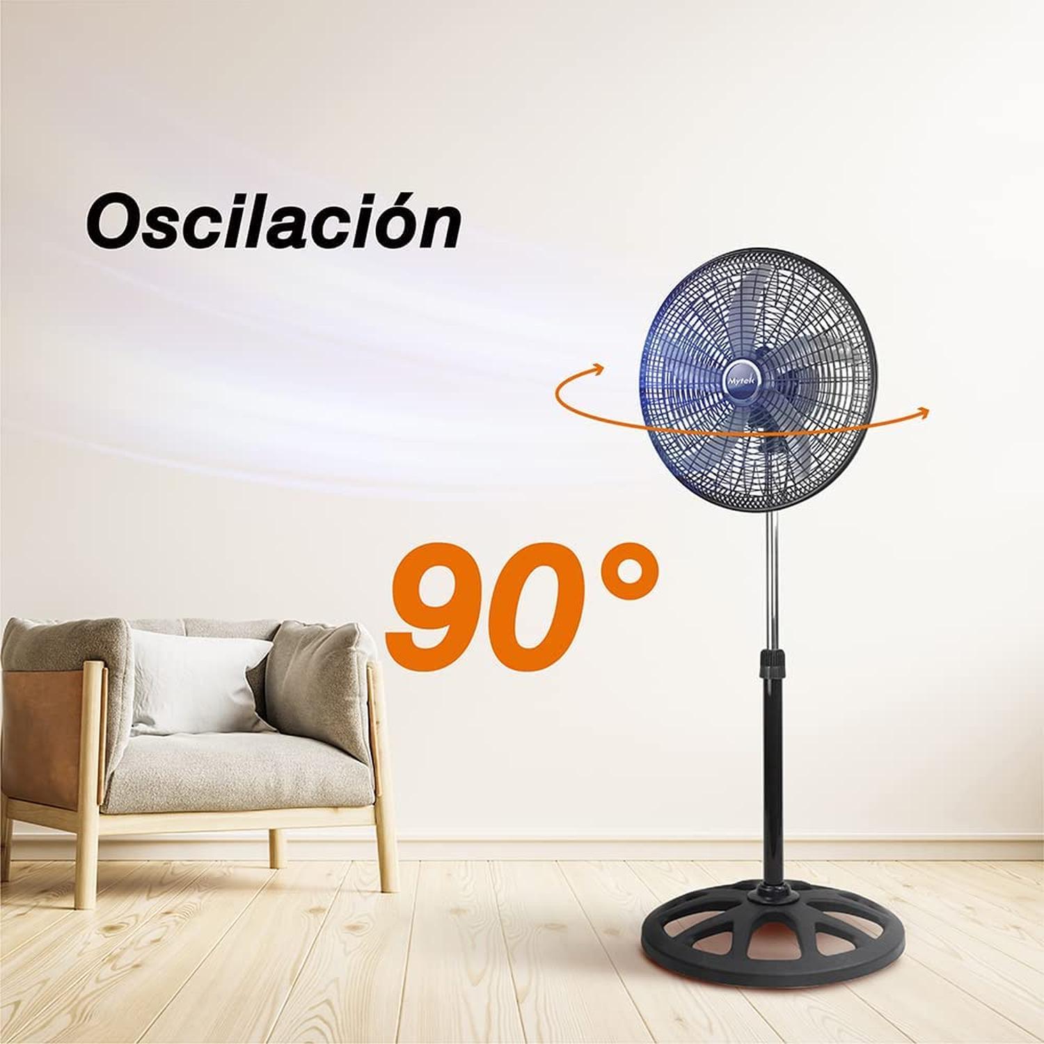VENTILADOR PEDESTAL MYTEK 3404 18 PUL 5 ASPAS 120w — imagen 5