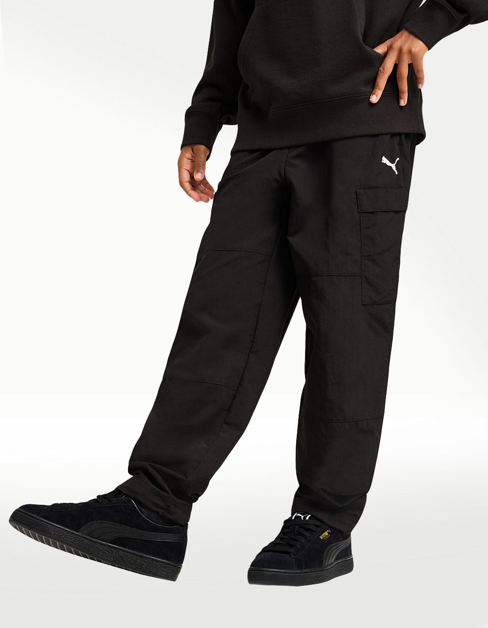 Pants Puma Wardrobe Ess Relaxed Cargo Negro - Niño — imagen 2
