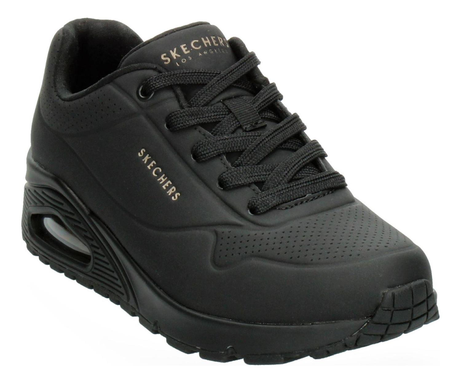 Tenis Skechers Negro Mujer Stand On Air Dama Cómodo Ligero Con Cintas Valvula De Aire Memory Foam — imagen 4