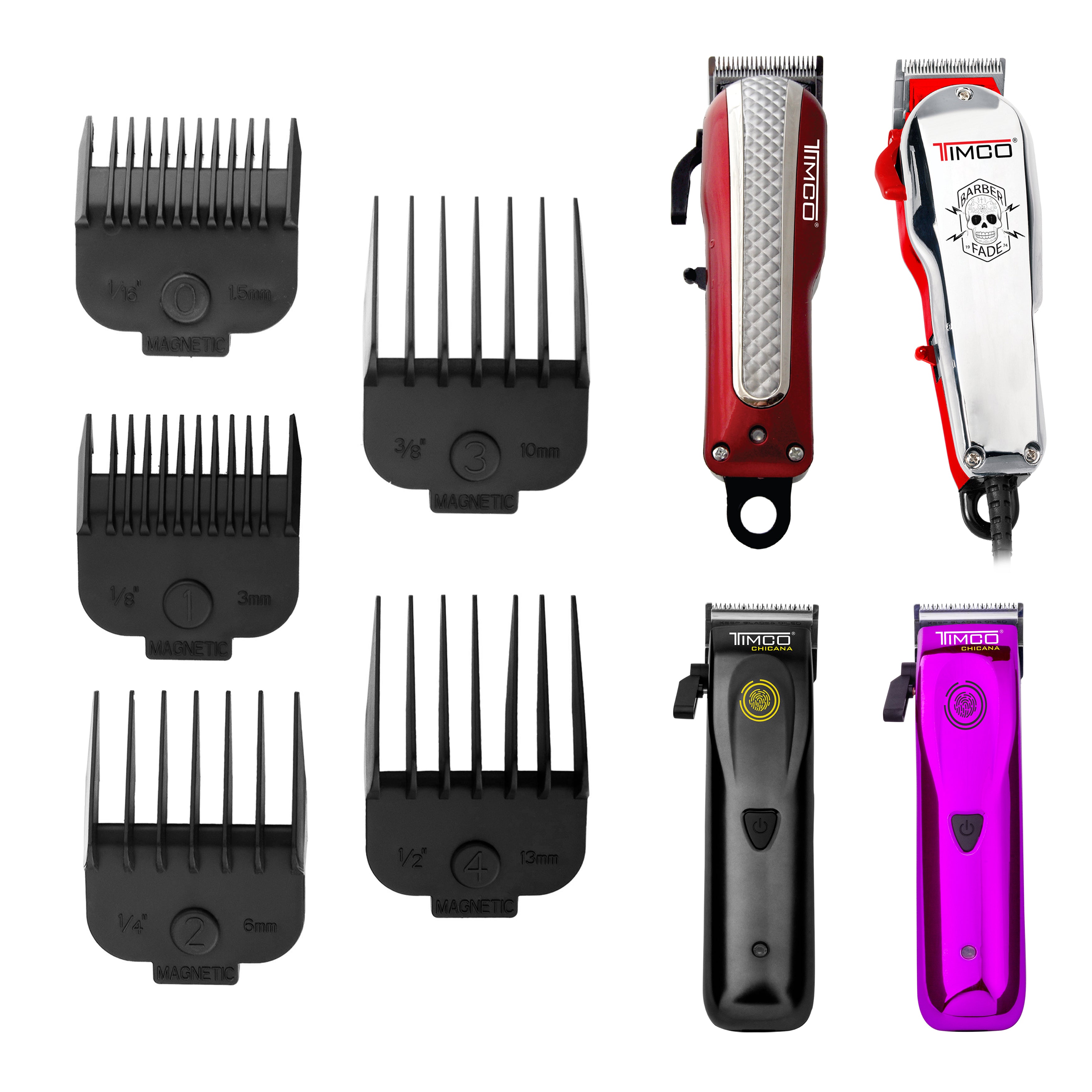 Kit Combo 5 Peines Guia de Aumento Magnéticos Maquina de Corte Cabello Uso Profesional Timco Pei-05 — imagen 4