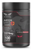 Mega Men's Testo: Tongkat Ali + Maca Negra + Creatina + Zinc + Fadogia, Fuerza+Energía, 100 Cápsulas
