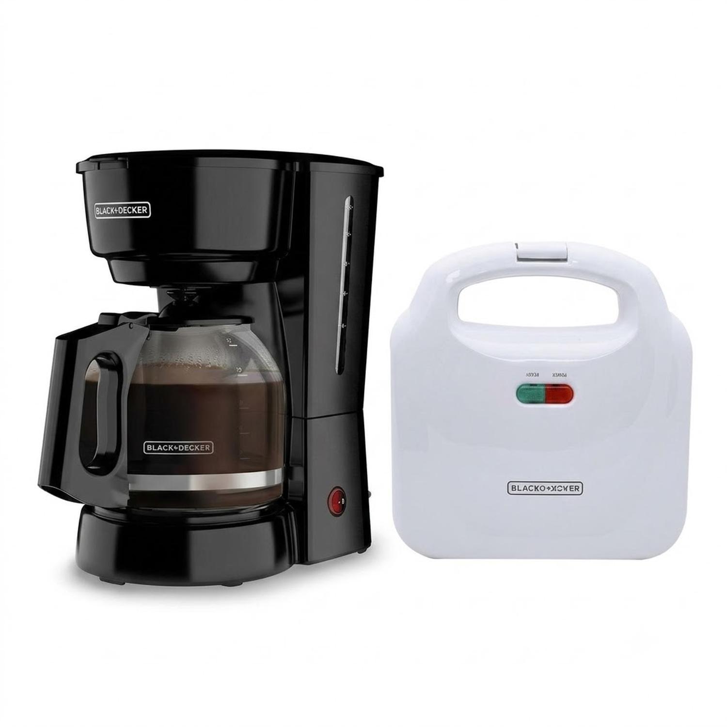 CAFETERA 12 TAZAS BLACK AND DECKER + SANDWICHERA 2 REBANADAS — imagen 1