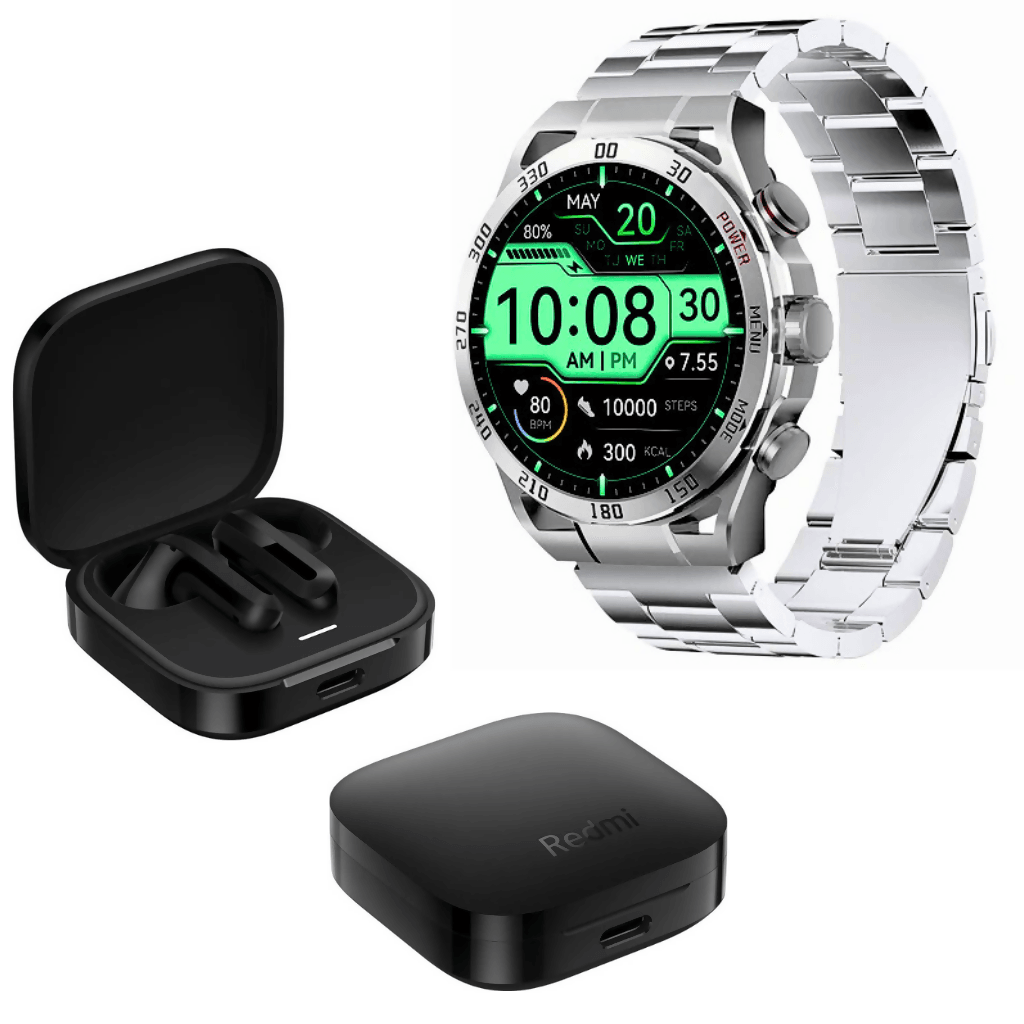 Xiaomi Redmi Buds 6 Active Negro + Smartwatch Filwans GTR Plata — imagen 2