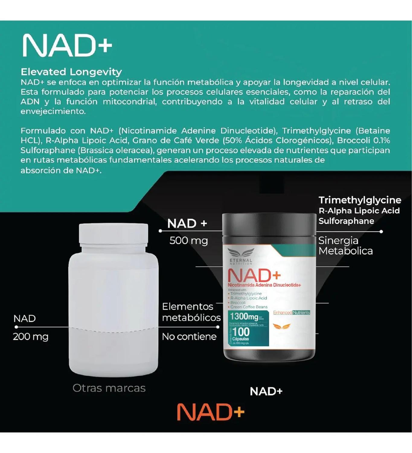 Essentials: NAD+ Puro con TMG y Ácido Alfa Lipoico, Trimetilglicina + NMN + NR, 100 Cápsulas — imagen 7