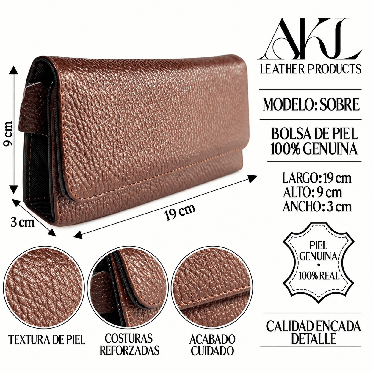 Cartera Sobre Piel Legitima Ternera — imagen 2