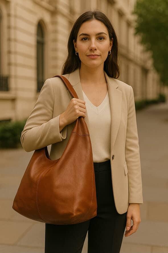 Bolsa De Piel Para Dama Grande Cuero Suave Espaciosa Jf77 — imagen 2