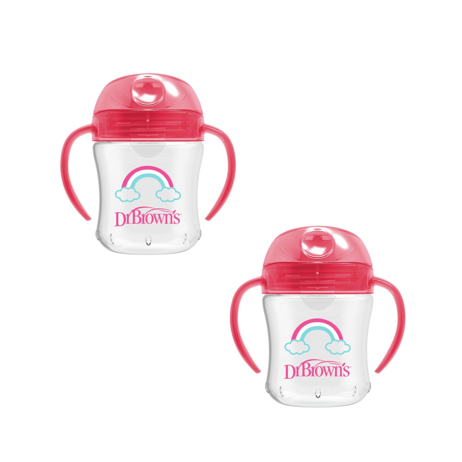 Pack 2 termos entrenadores 6oz boquilla suave rosa Dr Browns — imagen 1