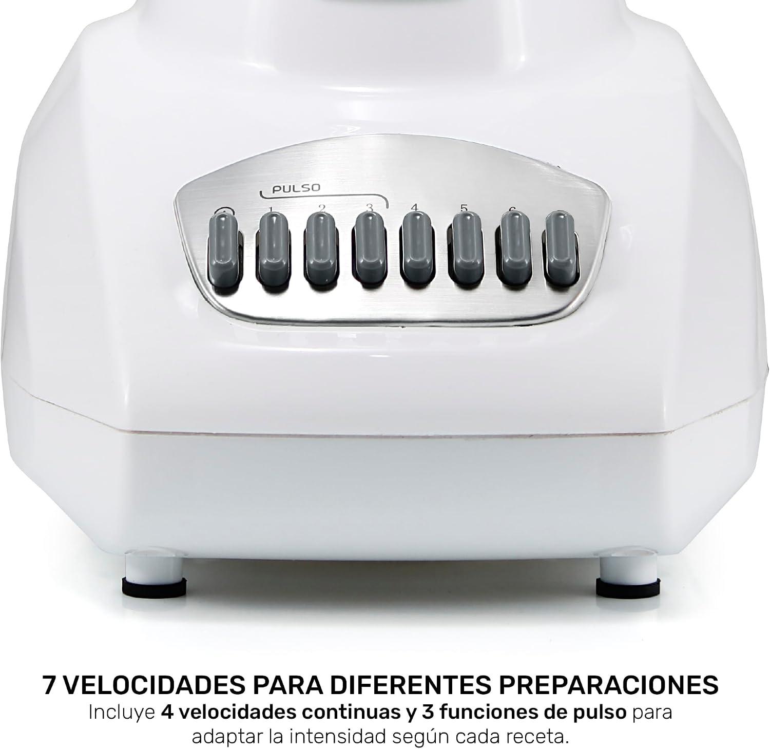 Licuadora Taurus Valencia 7 Velocidades Vaso de Vidrio 1.25 L Blanca — imagen 9