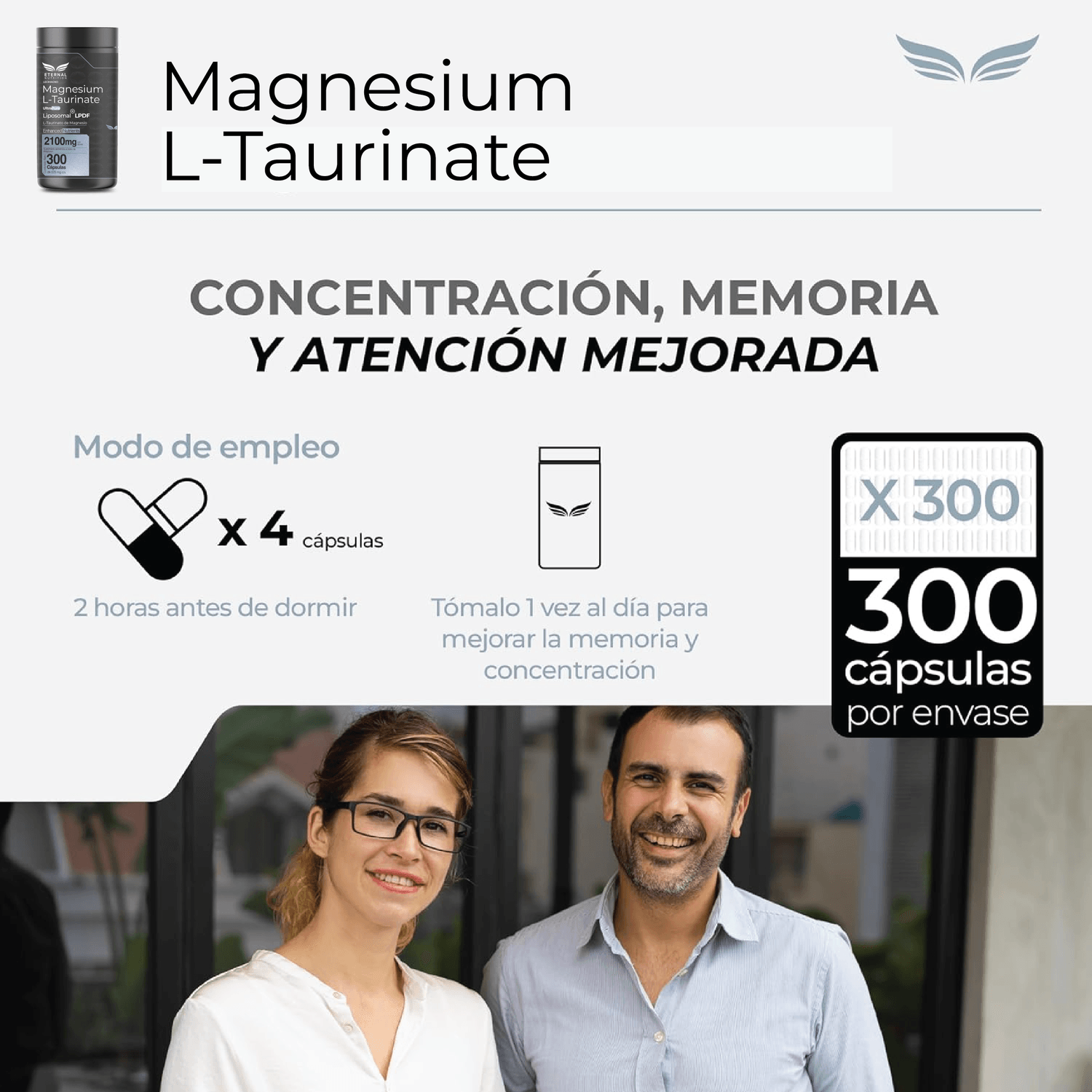 Ultra Pure: L-Taurinato de Magnesio Liposomal, Alta Biodisponibilidad, Claridad Mental, 300 Cápsulas — imagen 8