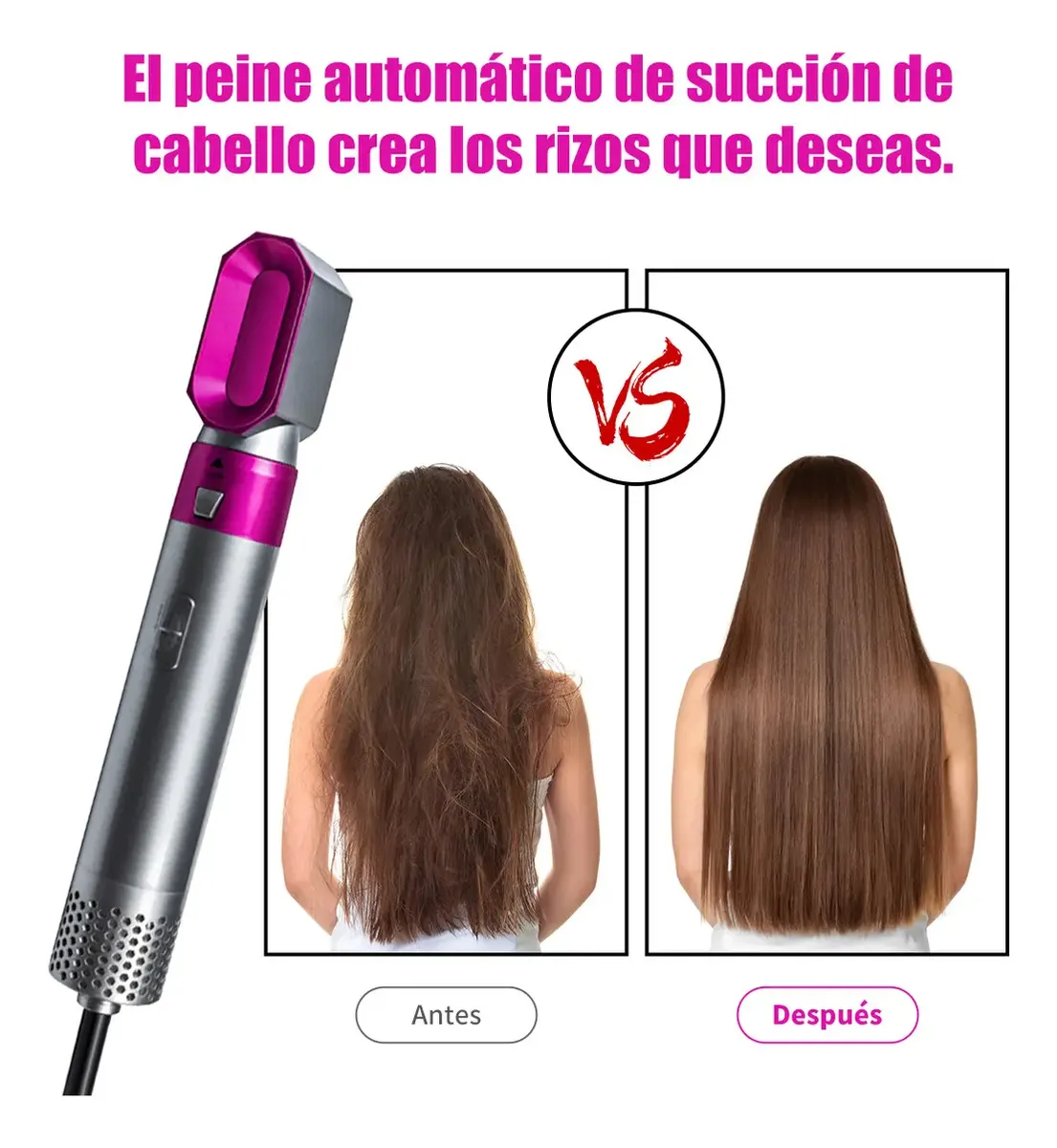 Cepillo Secador Rizador de Cabello 5 En 1 con Voluminizador — imagen 7