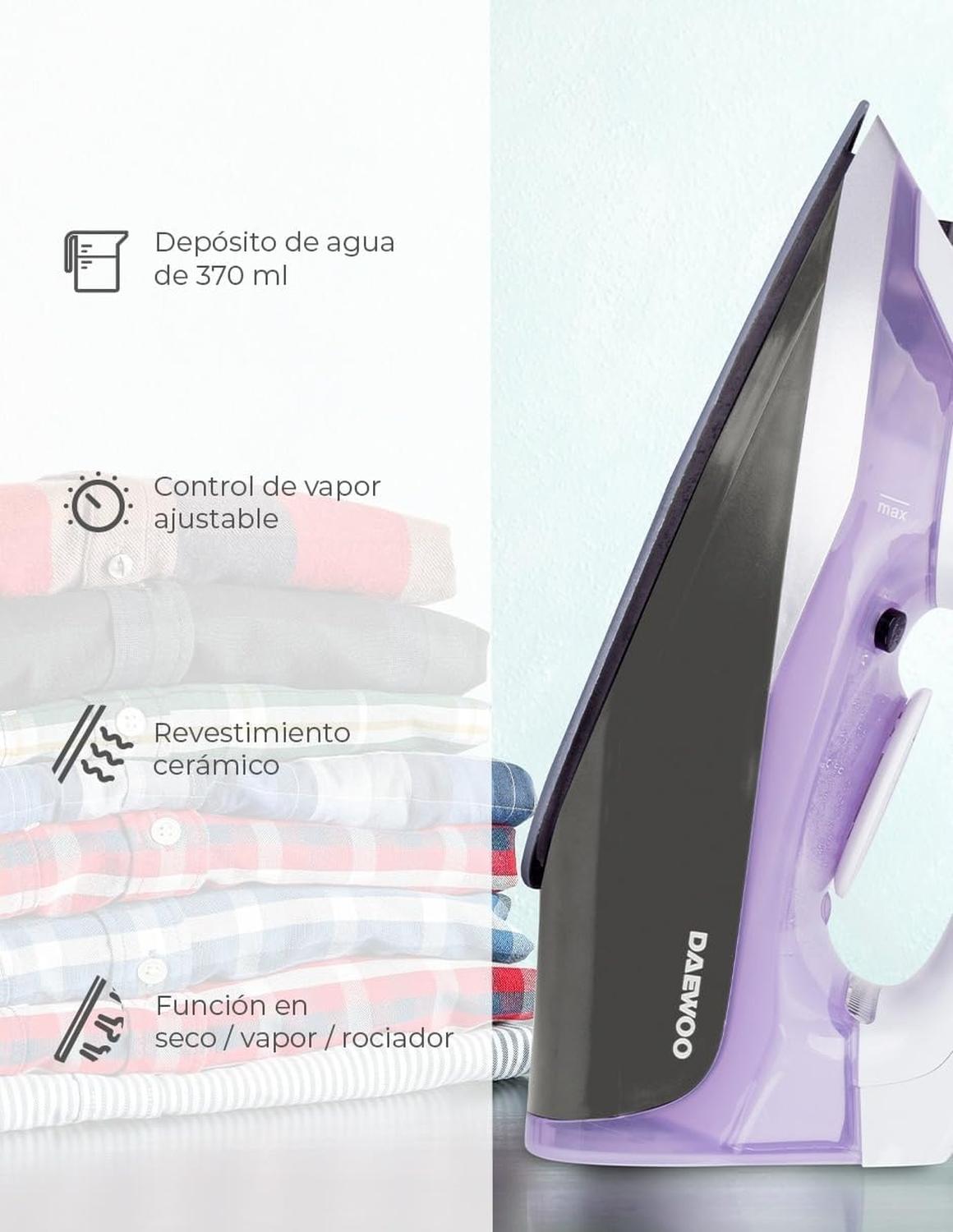 Plancha de Vapor Daewoo DSI-9204 Suela Cerámica 1100W 370 ml — imagen 6
