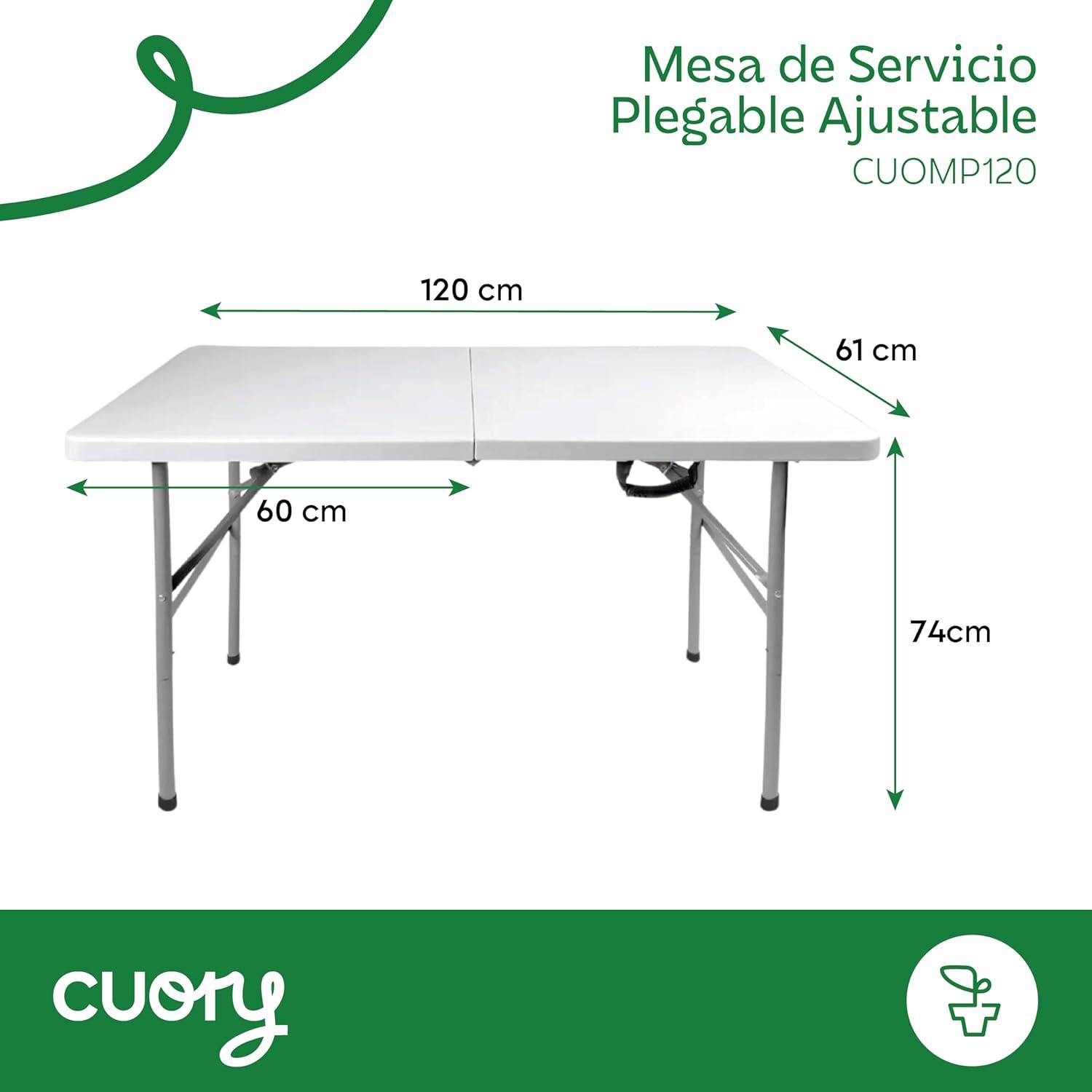Mesa Plegable Cuory Blanca 122x60cm Compacta Resistente — imagen 5