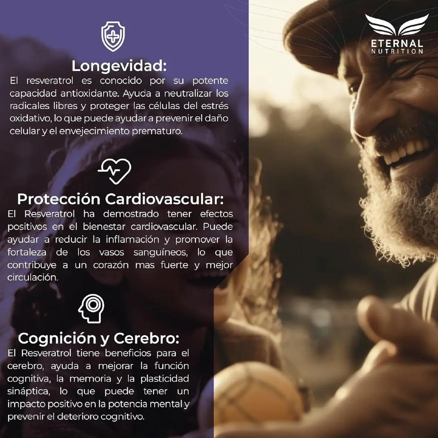 Ultra Pure: Resveratrol 98%, Trans-Resveratrol + Sirtuinas, para Salud Cardiovascular, 150 Cápsulas — imagen 4