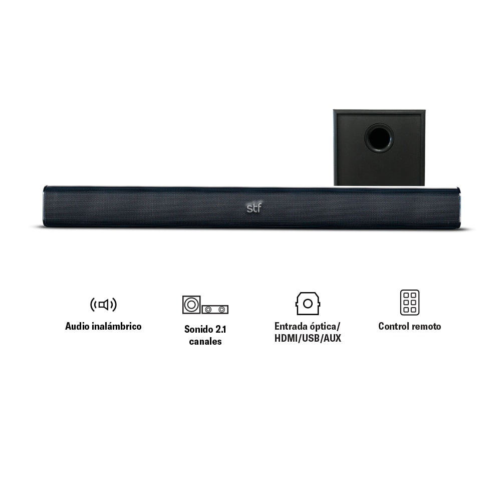Barra de sonido bocina STF Alud Pro: 2.1 subwoofer, alámbrico, 35W, audio óptico — imagen 5