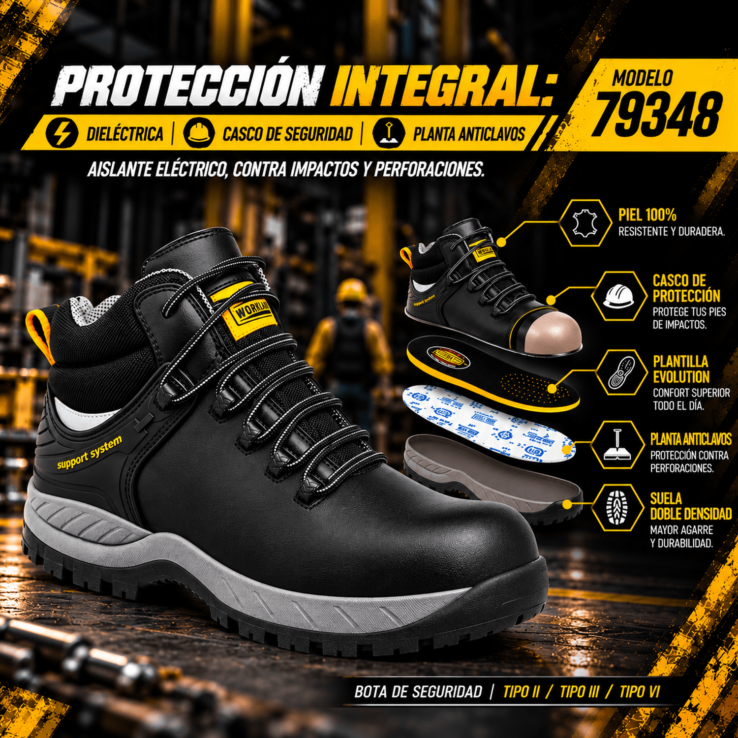 Bota Trabajo Hombre Casco Antipenetración Workland 79348 — imagen 9