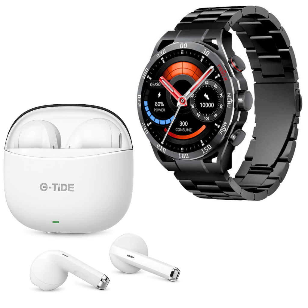 Smartwatch Filwans GTR Negro + Audífonos G-tide L21 Blanco — imagen 2