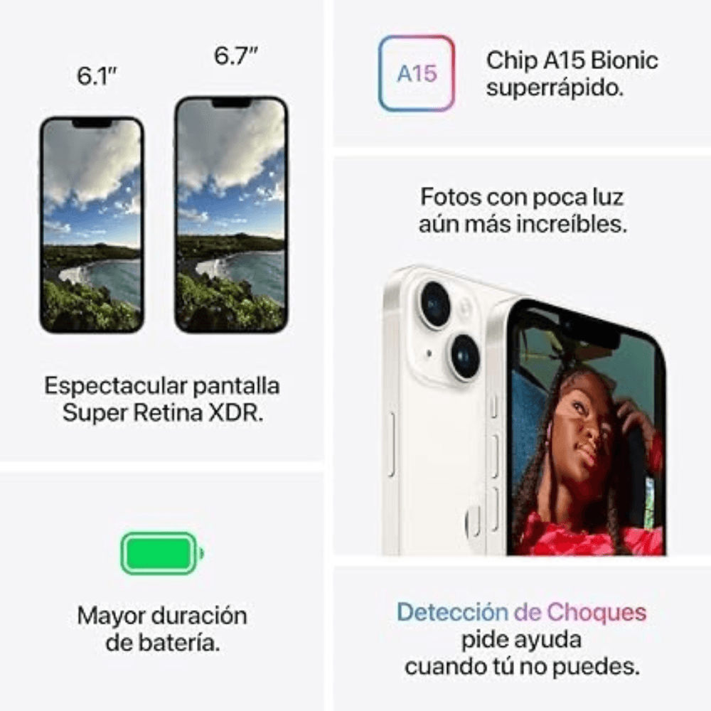 Celular Apple iPhone 14 128GB E-Sim - Negro (Reacondicionado) — imagen 6