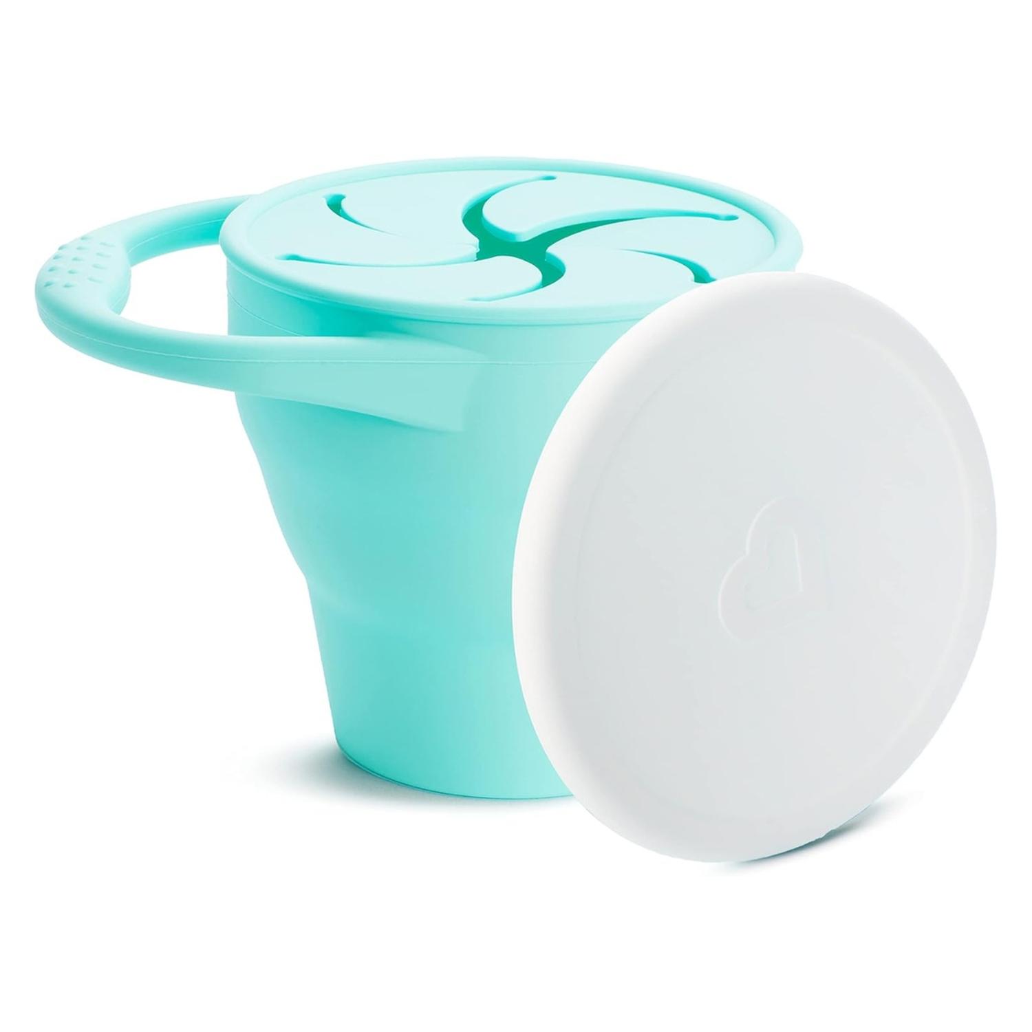 Contenedor Alimentos Munchkin Silicona Con Tapa Plegable Con Asa Para Colgar Bebé Menta 6m+ — imagen 2