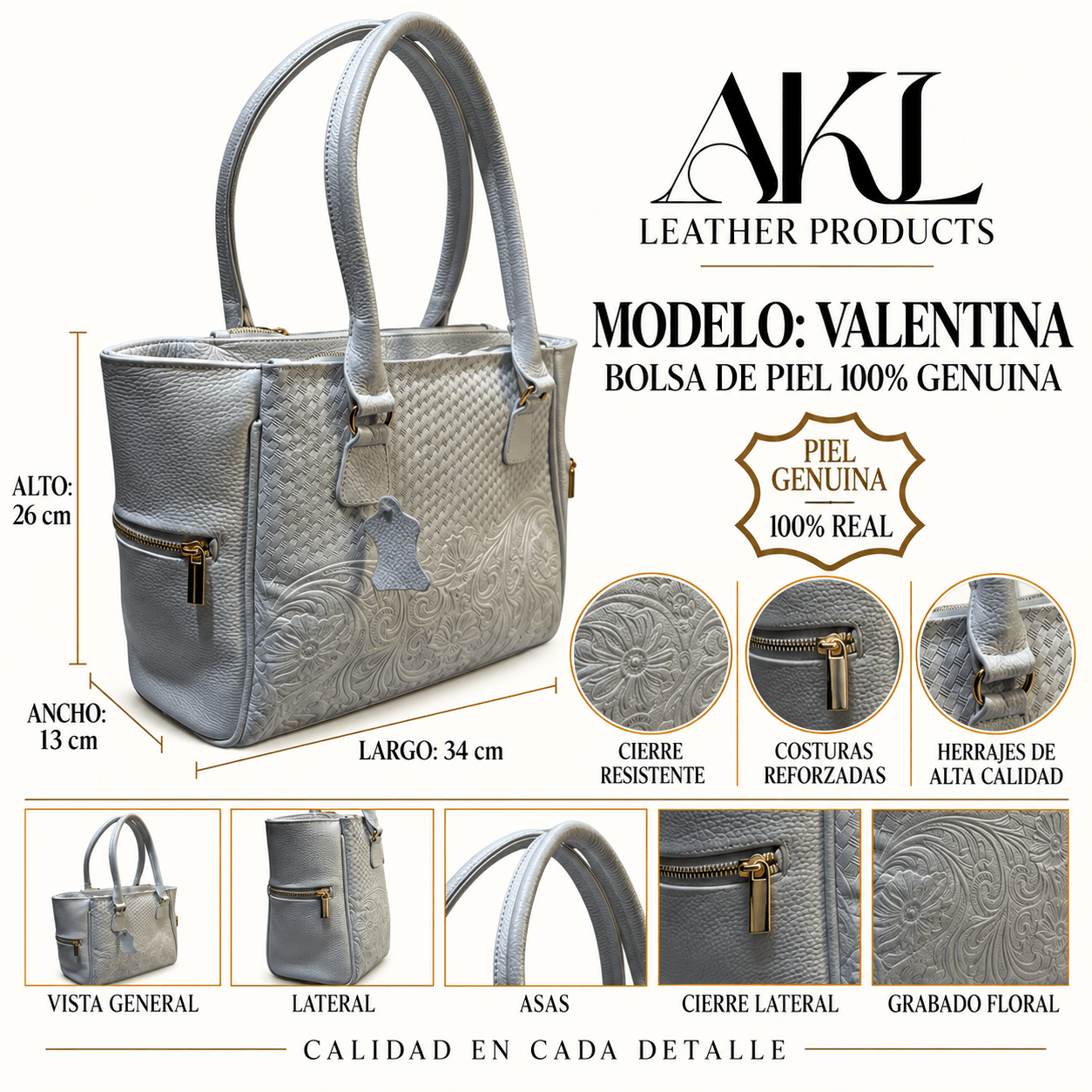 Bolsa Grande Dama Original De Piel Legitima Valentina — imagen 2