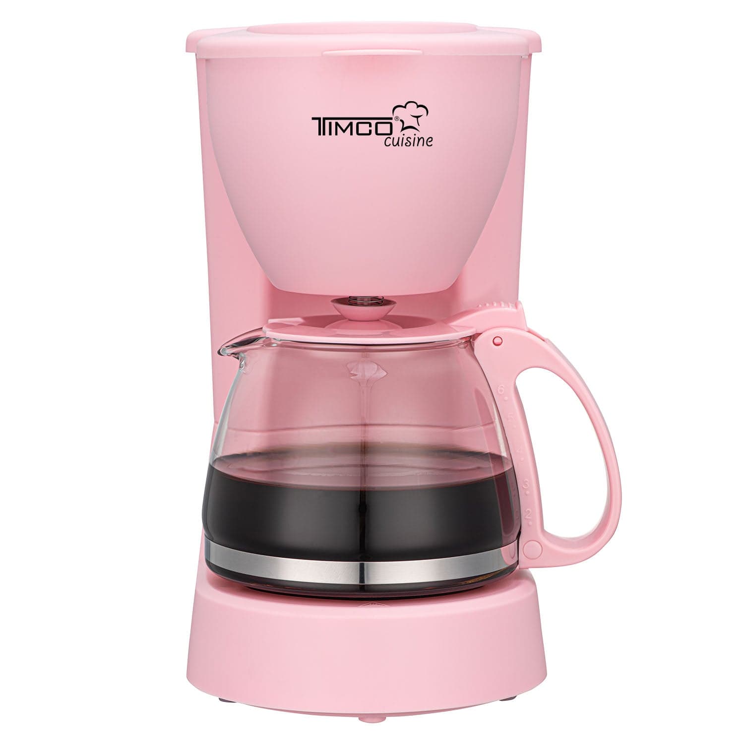 Cafetera Eléctrica Rosa 750 ml Filtro Permanente Antigoteo con Placa Calefactora CAFWJ9008 Timco — imagen 9