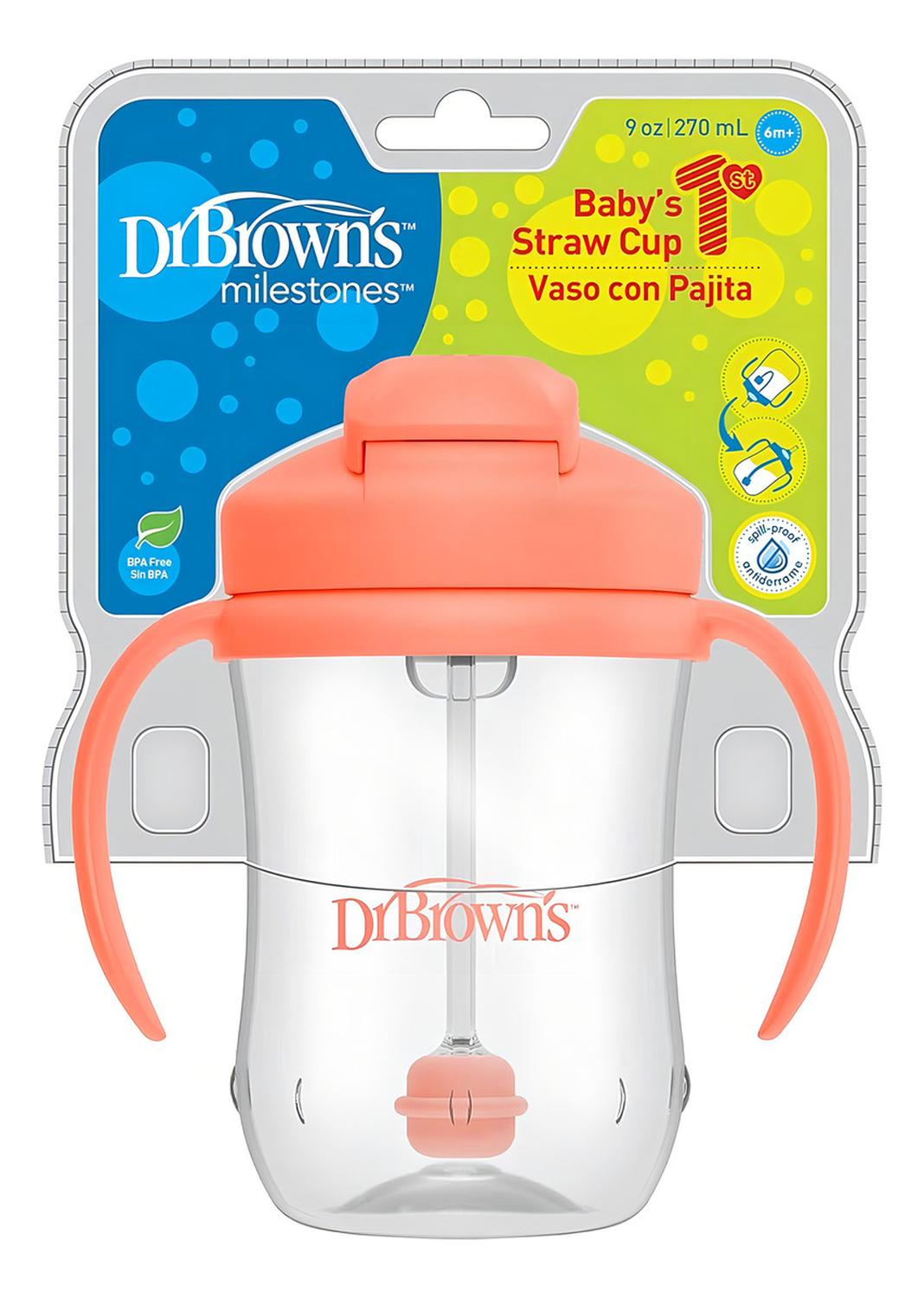 Vaso Con Popote Antiderrames Dr Browns 270ml/9oz 6m — imagen 3
