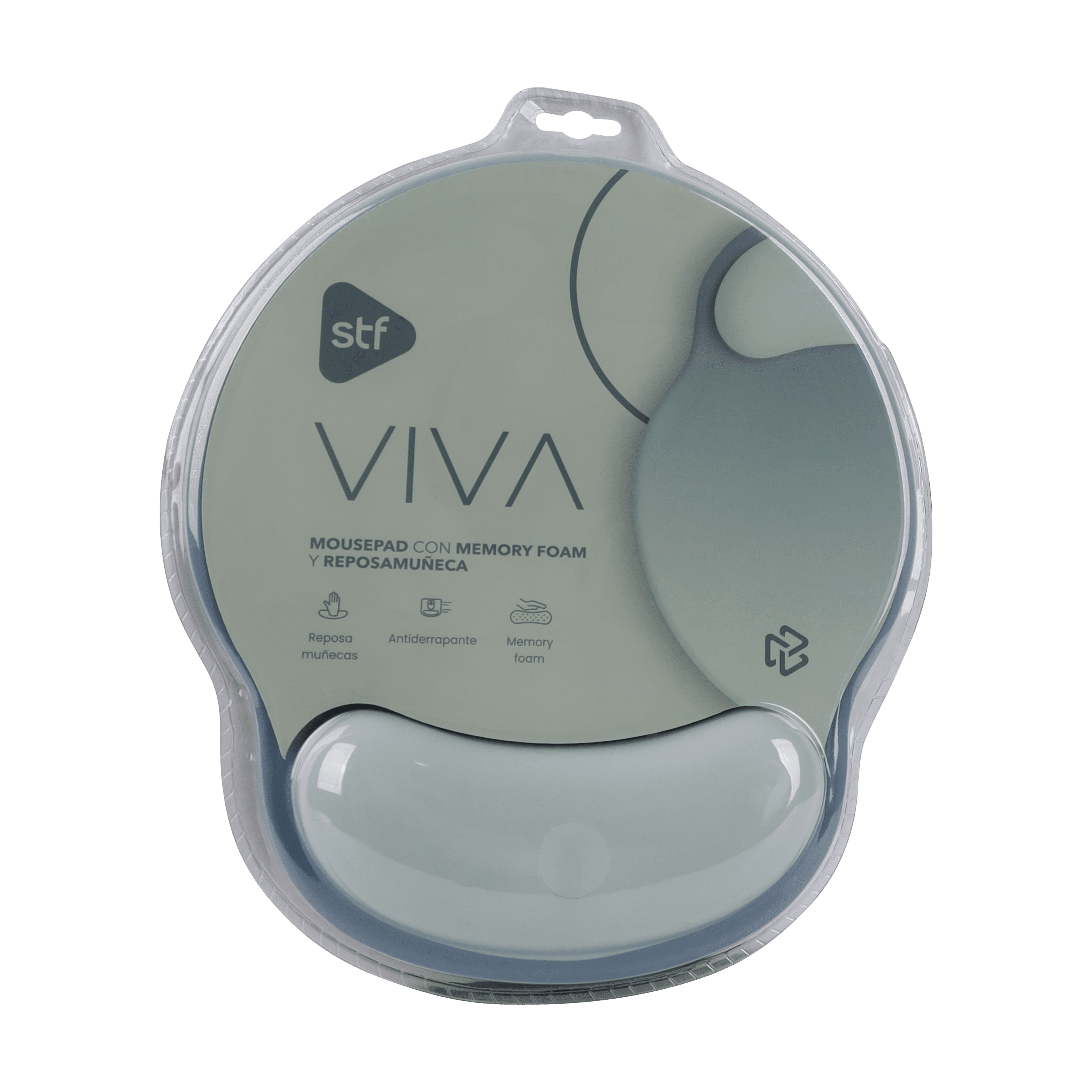 Mousepad Reposamuñecas redondo VIVA: Antiderrapante, Momory foam, Gris — imagen 3