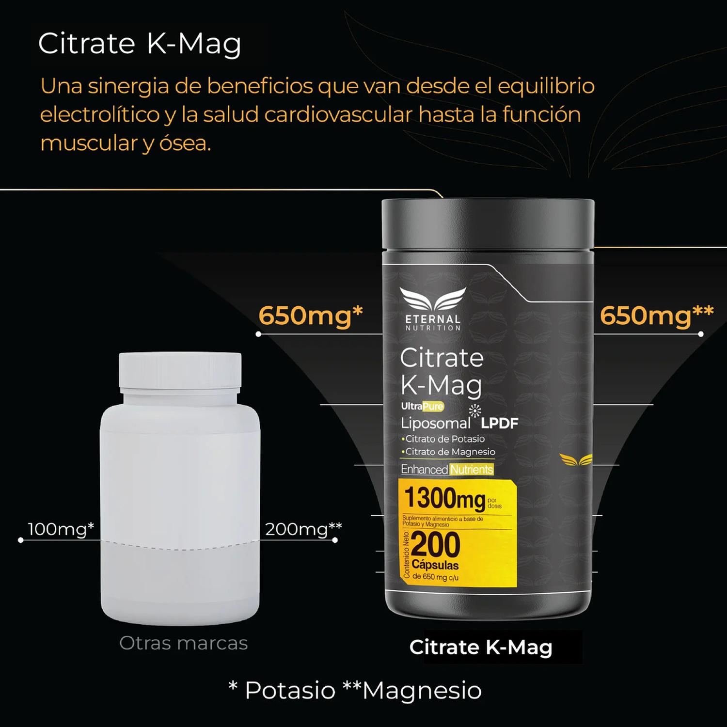 Ultra Pure: Citrato de Magnesio y Citrato de Potasio, Electrolitos + Función Muscular, 200 Cápsulas — imagen 5