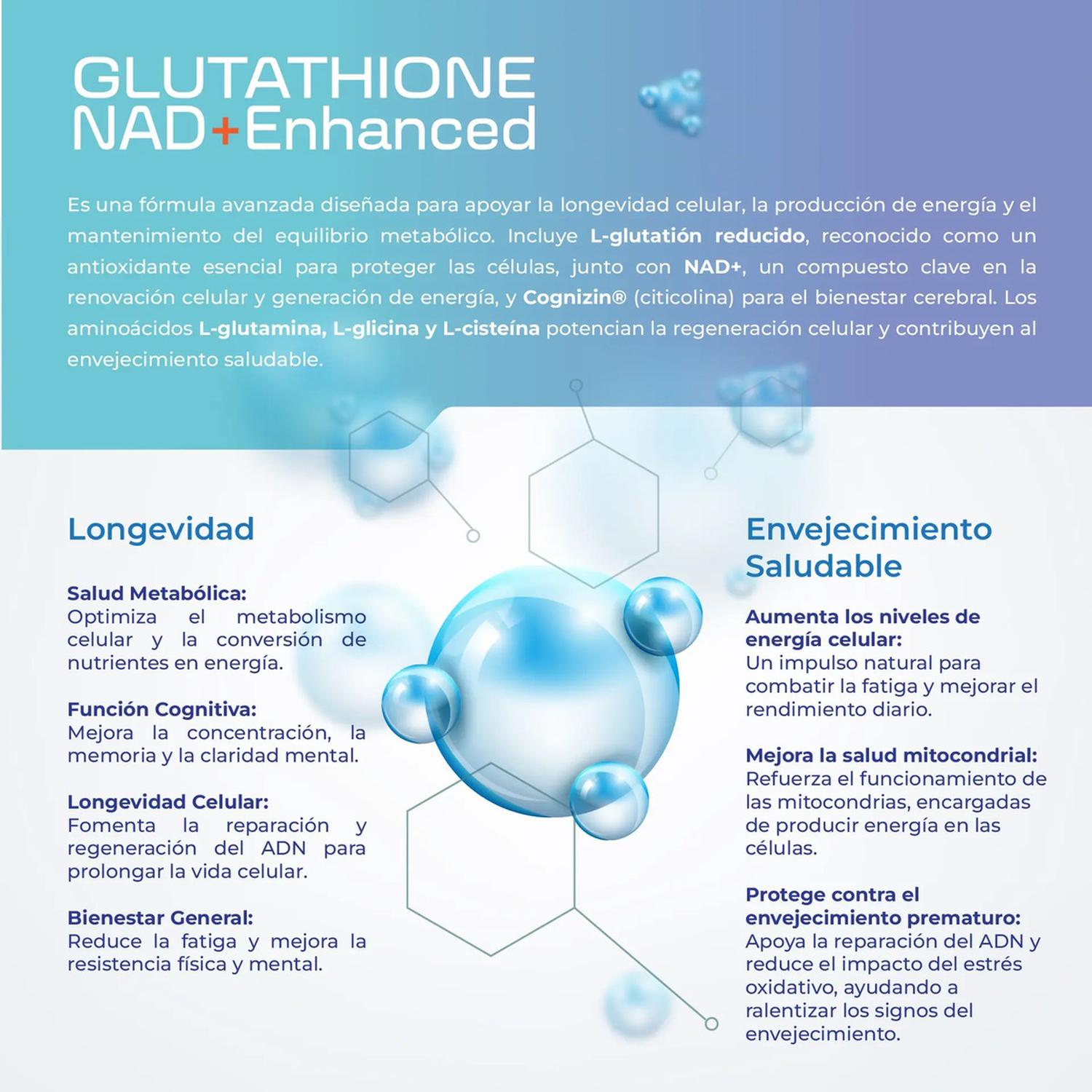 Essentials: L-Glutatión con NAD+, Cognizin Citicolina y Aminoácidos, Antioxidante, 200 Cápsulas — imagen 3
