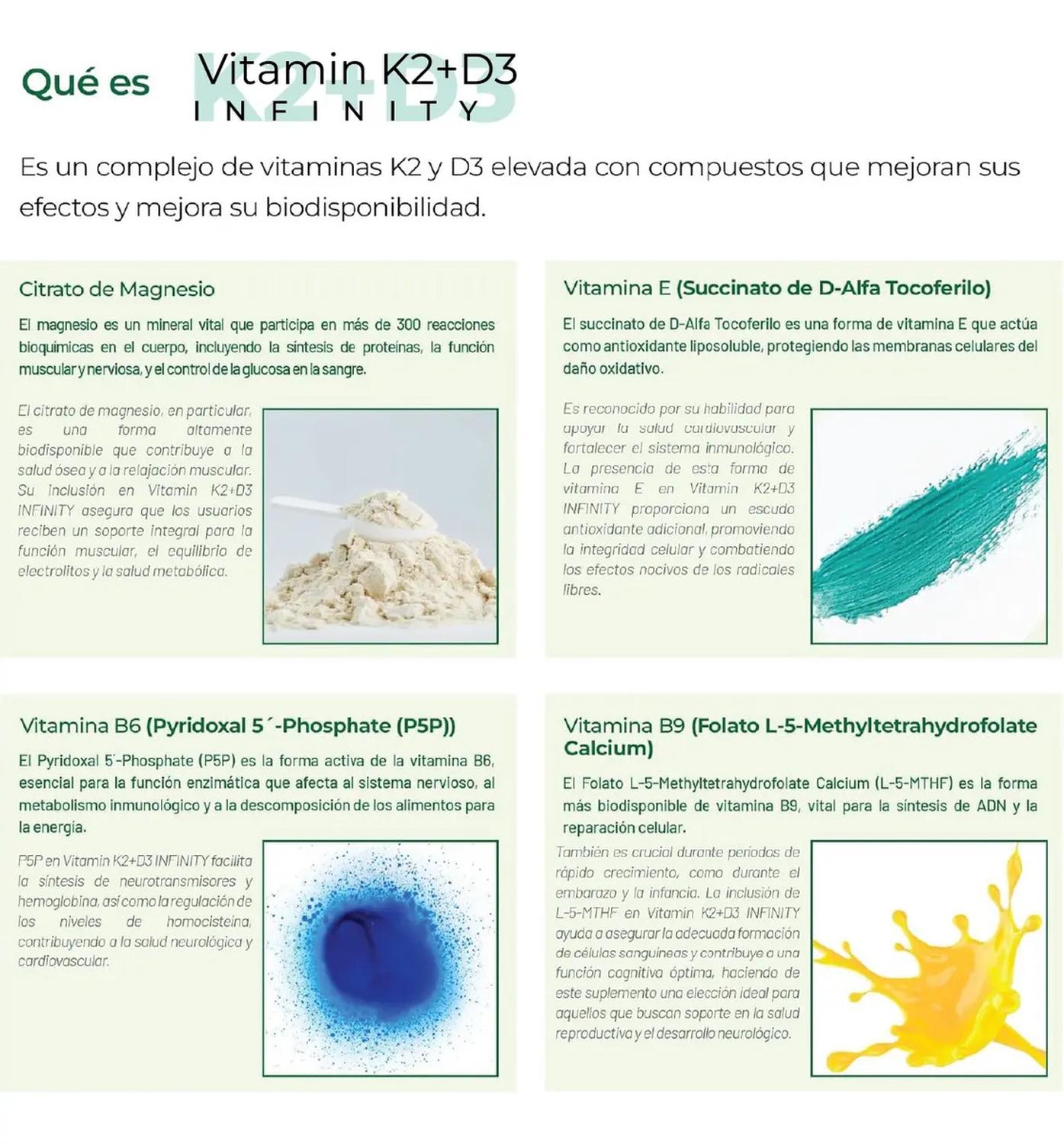 Infinity: Vitamina D3 + K2 Liposomal, K2 MK4+MK7 + D3 + MCT + Folato, para Salud Ósea, 150 Cápsulas — imagen 6