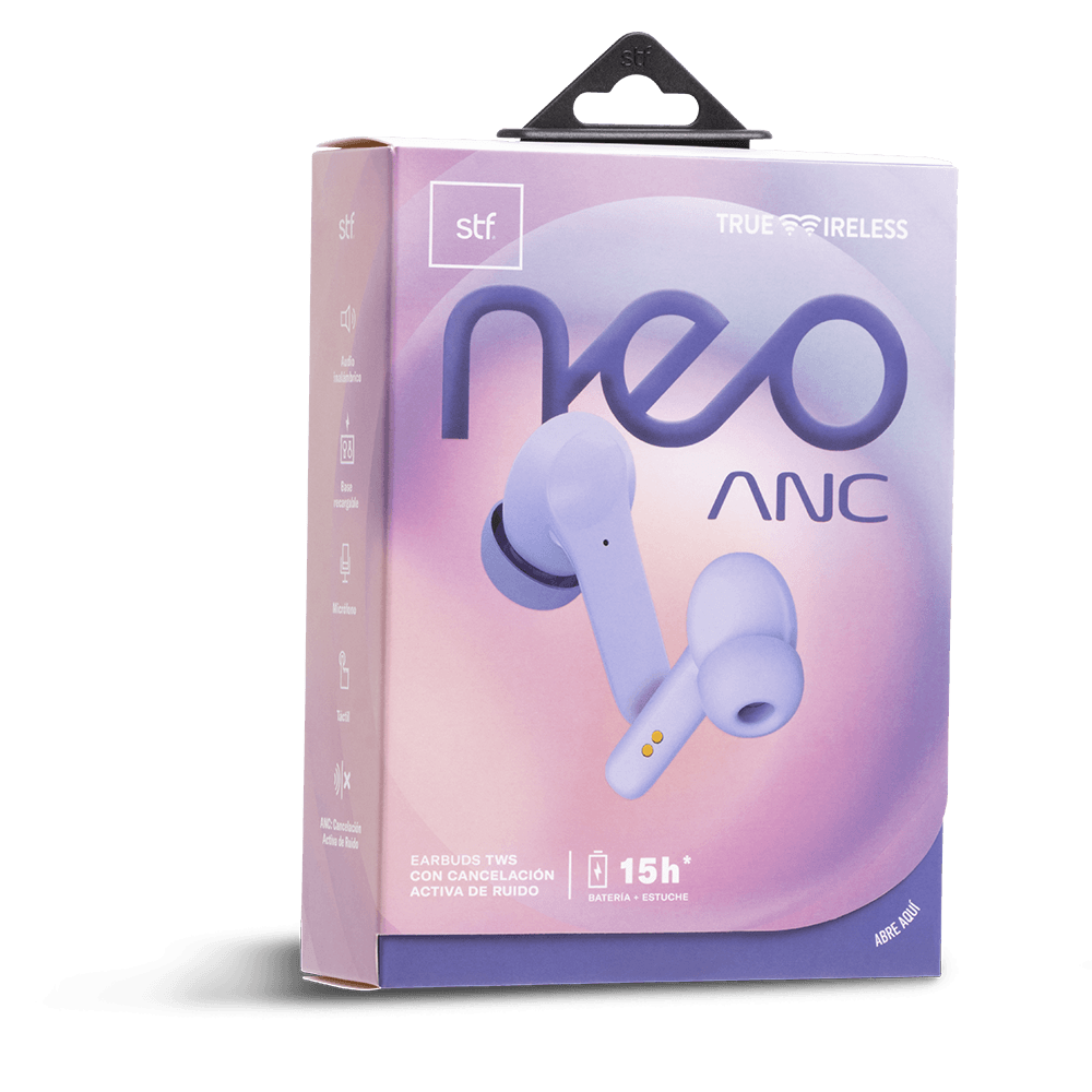 Audifonos Inalámbricos Tws Neo STF 15hrs Uso ANC Morado — imagen 6