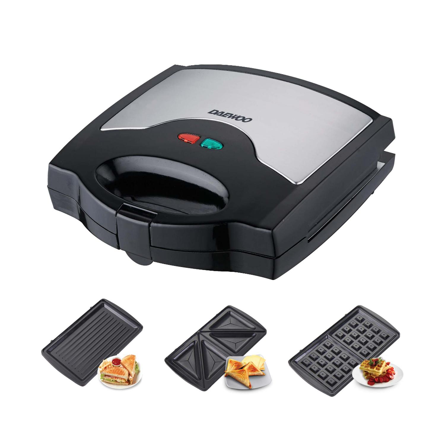 SANDWICHERA WAFLERA PANINIS DAEWOO DSM-9780 SNACKERA 3 EN 1 — imagen 1
