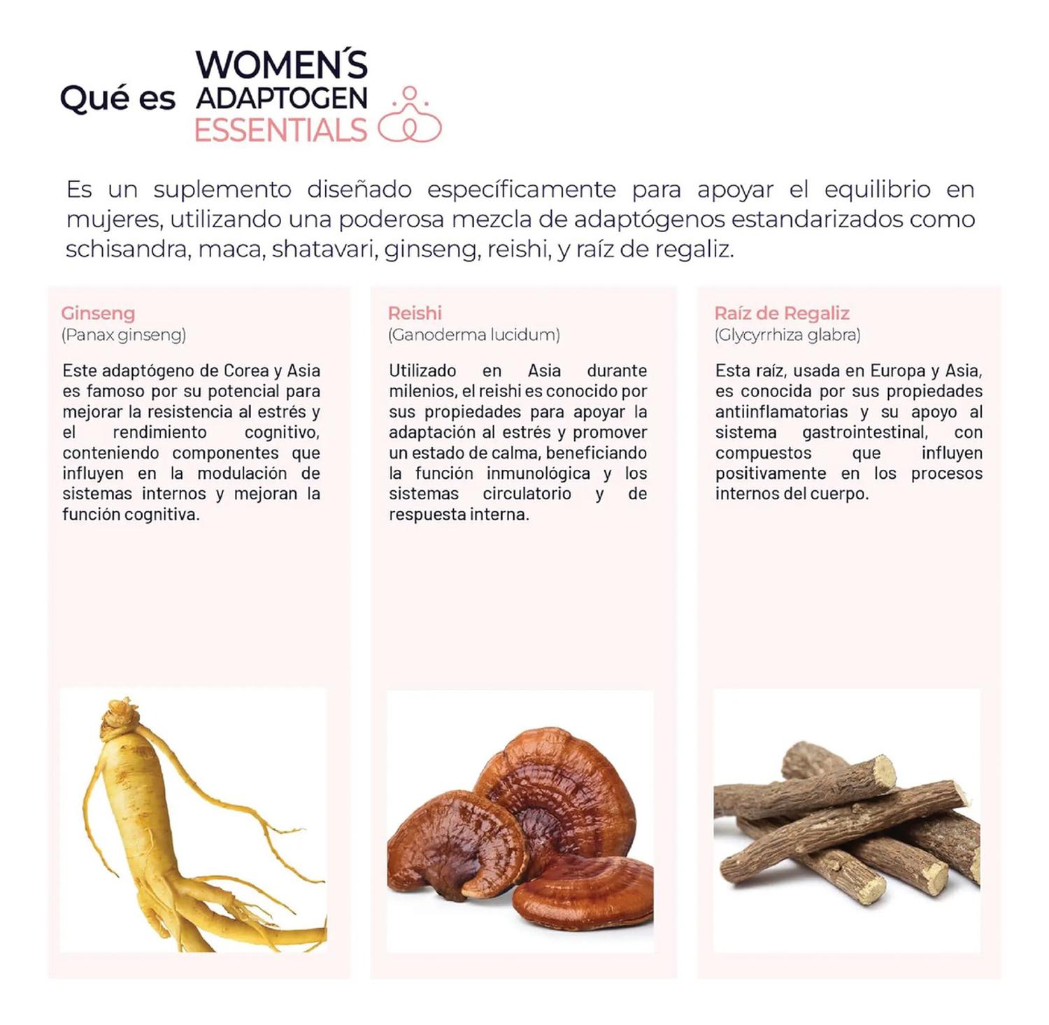 Women's Essentials: Maca y Adaptógenos para Mujer, Schisandra + Shatavari + Reishi, 200 Cápsulas — imagen 4