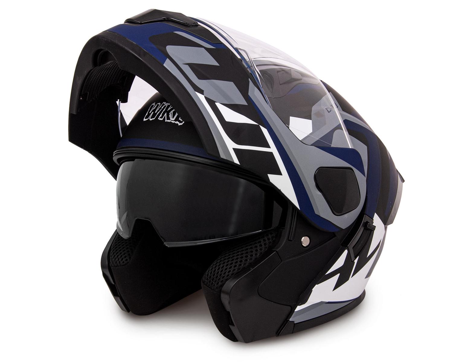 Casco WKL Motocicleta Dot Abatible CH-103 VERTEX AZUL — imagen 4