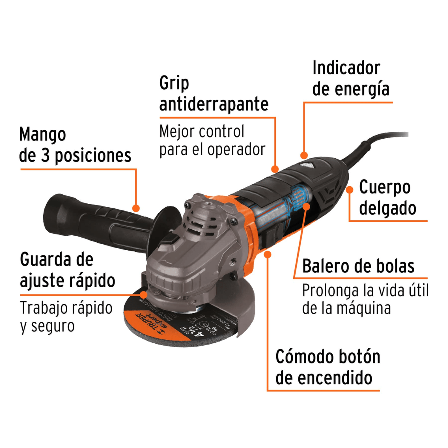 Esmeriladora Angular Truper 4-1/2 Pulgadas 850 W 18156 — imagen 3