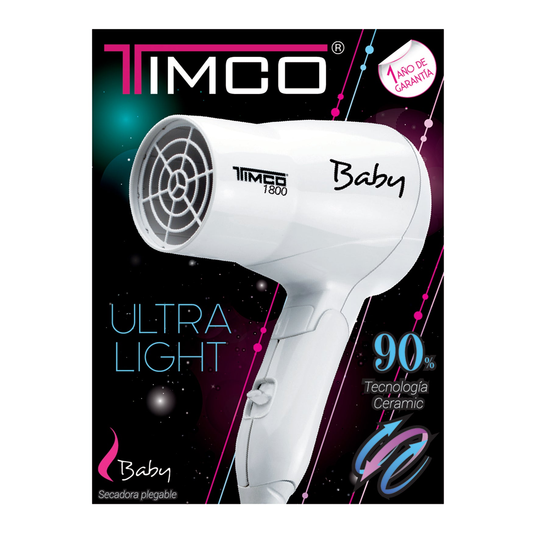Secadora de Cabello Plegable Mini Portatil Ideal para Viaje Timco TRA-1800 — imagen 6