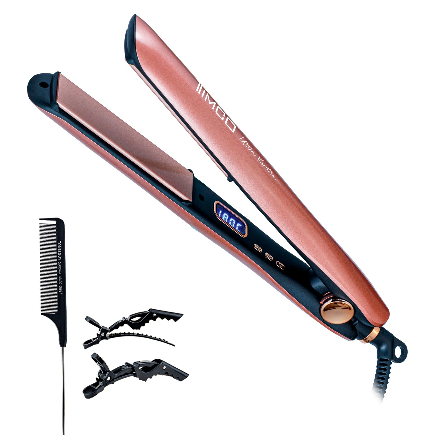 Plancha para Cabello Keratin Cerámica + Iónica Control de Temperatura LED Voltaje Dual Antifrizz Timco PYB1442 — imagen 2