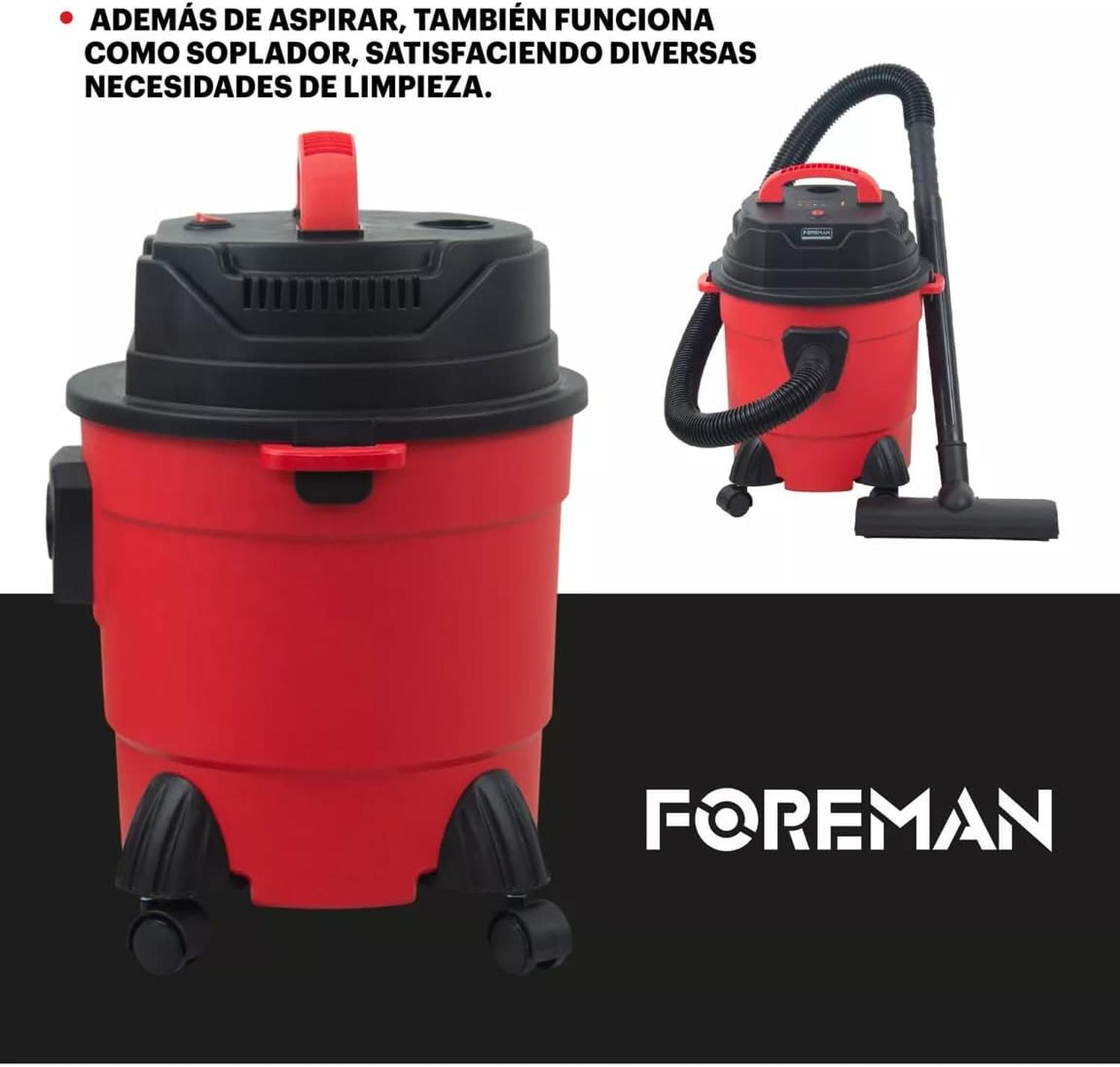 Aspiradora Industrial Foreman 1500W 15L Para Sólidos Y Líquidos Rojo con Negro — imagen 4